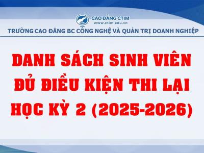 Danh sách sinh viên thi lại học kỳ 2 năm học 2025-2026